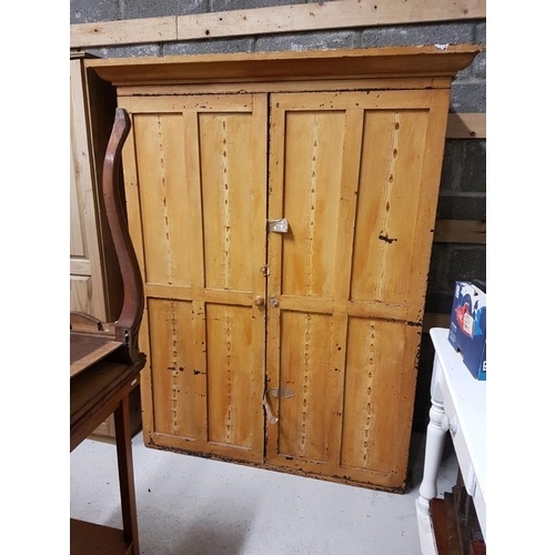 37 - Victorian Pine Two Door Wardrobe - 48 x 67.5ins