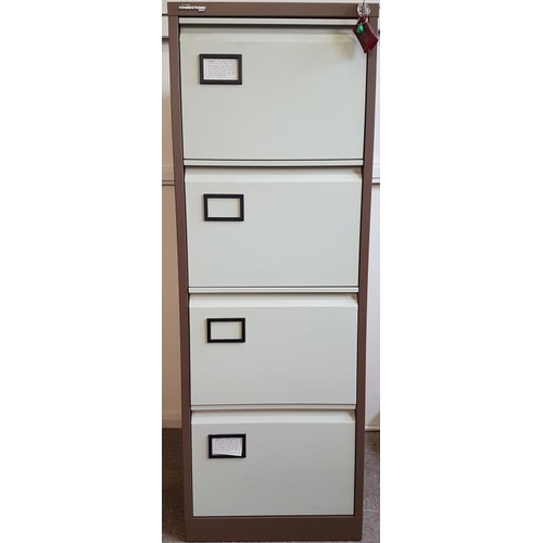 43 - Four Drawer Filing Cabinet with Key and Quantity of Hanging Files