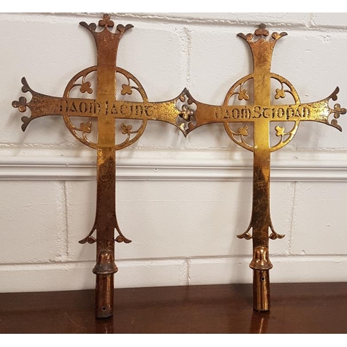 80 - Two Brass Church Crosses - each 20ins tall