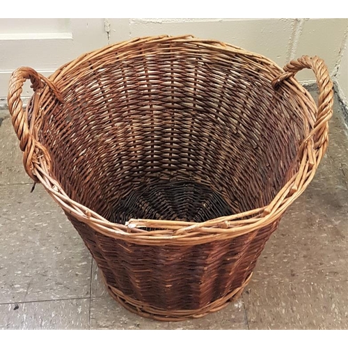 82 - Traditional Woven Turf Basket along with Wicker Shopping Basket