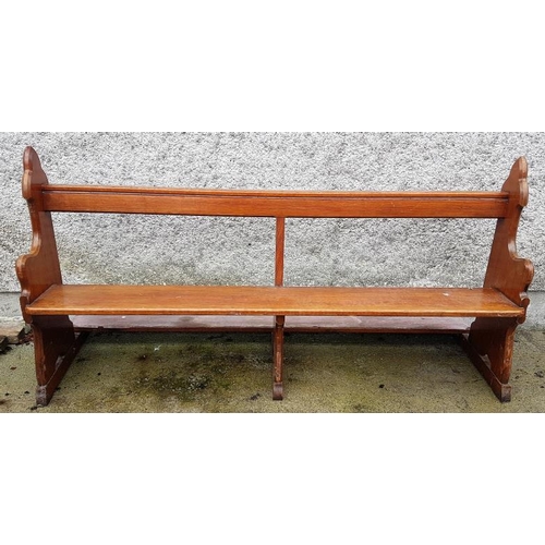 99 - 19th Century Carved Pine Church Pew with kneeler, c.76in long