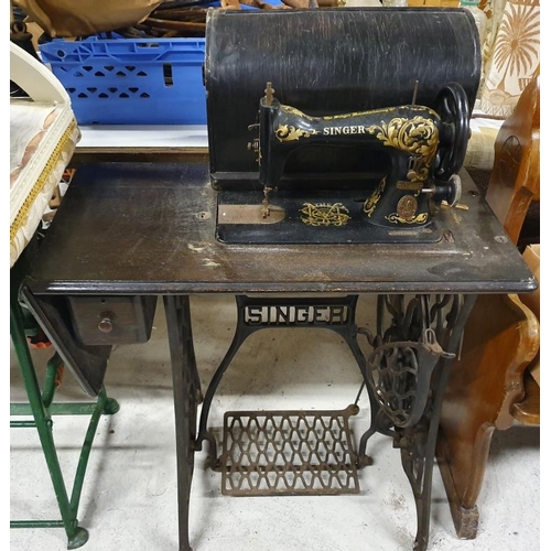 104 - Singer Sewing Machine with Cast Iron Base - 40 x 29ins