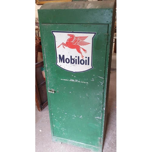 112 - Original Mobiloil Garage Display Cabinet in original green paint, c.24 x 63in