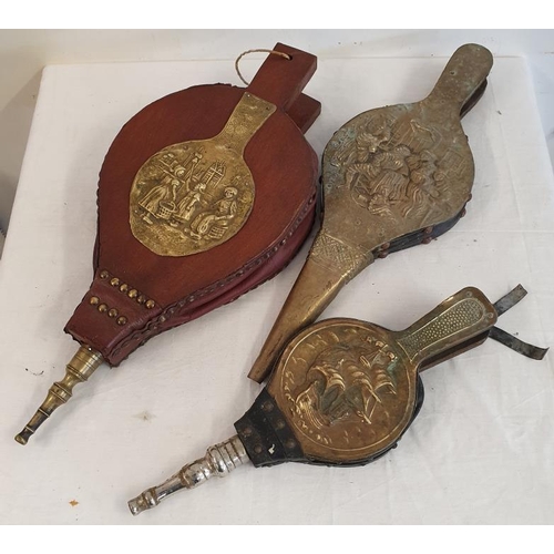 117 - Three Brass and Oak Fire Bellows