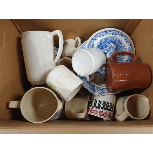 131 - Spongeware Mugs, Dressers Jugs and Blue and White Wares etc.