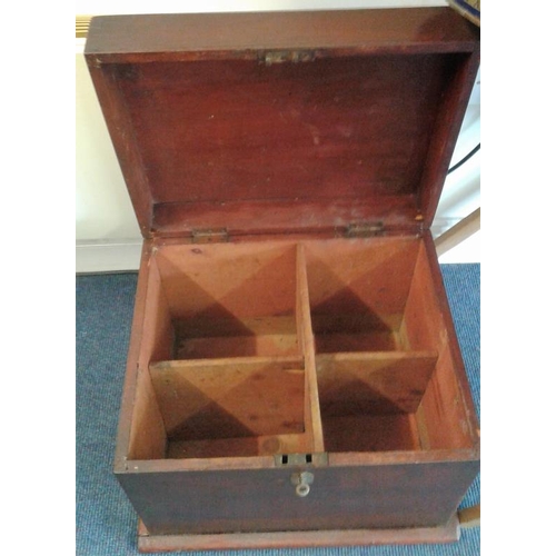 140 - Victorian Pine Storage Box with sectioned interior