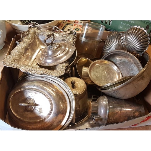 161 - Box of Various Silver Plate Items, etc.