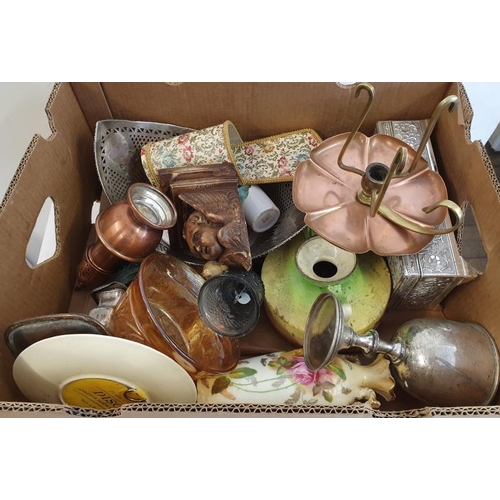 164 - Box of Various Metal Wares and Ceramics etc.