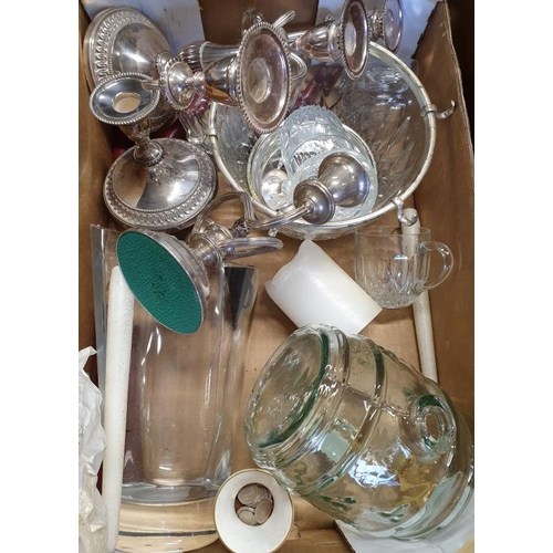 167 - Box of Various Silver Plate and Glass Wares