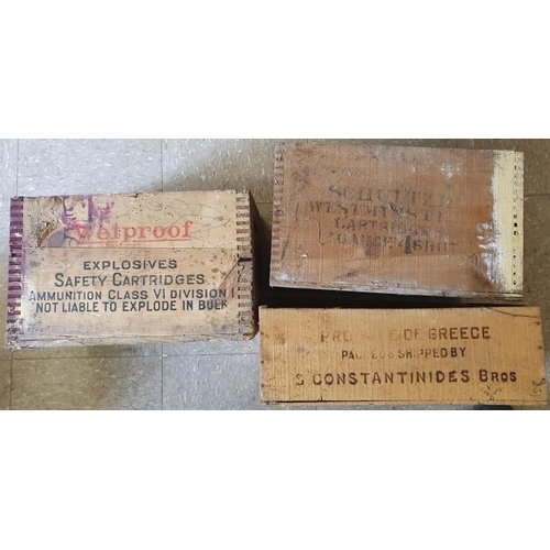 183 - Three Vintage Cartridge Wooden Packing Crates - Arrow, Schultz and Constantinides