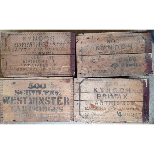 186 - Four Vintage Cartridge Wooden Packing Crates - 3 x Kynoch and a Schultz