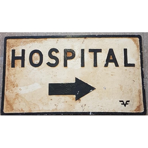 198 - Hospital (Co. Limerick) Cast Metal Road Sign, c.30 x 17in
