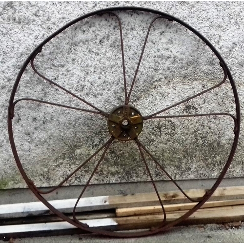 216 - Large, Heavy Iron Machine Wheel - c. 51ins Diameter
