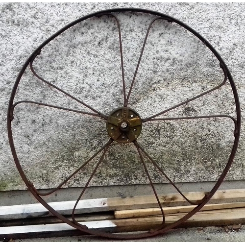 216 - Large, Heavy Iron Machine Wheel - c. 51ins Diameter