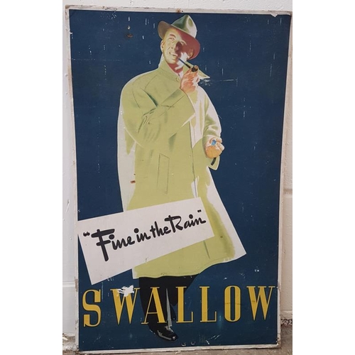 230 - Original Swallow Rain Coats Advertising Sign, c.13.5 x 21.5in