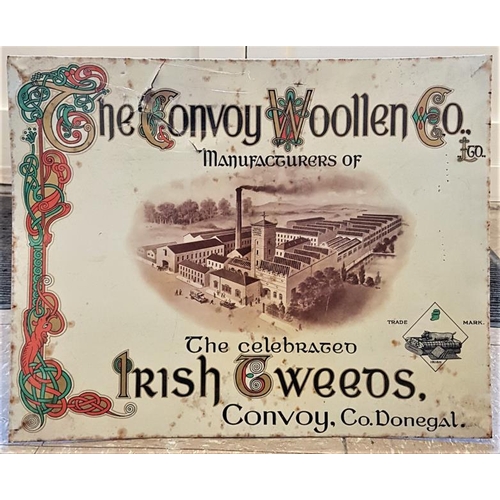 236 - Original Convoy Woollen Mills, Manufacturers of Irish Tweeds Advertising Sign, c.19 x 15in