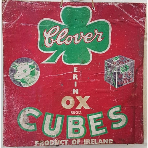 245 - Original Clover Ox Cubes Advertising Sign, c.11 x 11in
