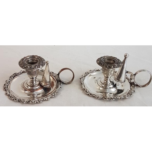 265 - Pair of Small Plated Candlesticks with Snuffers