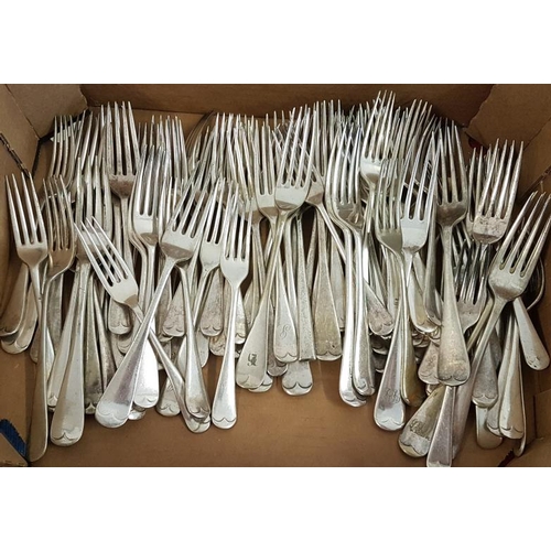 267 - Large Selection of Silver Plated Dinner and Dessert Forks in the Old English Pattern