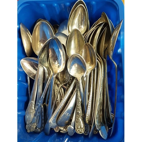 268 - Large Collection of Silver Plated Tea and Coffee Spoons including Picture Backs and Bright Cut Examp... 