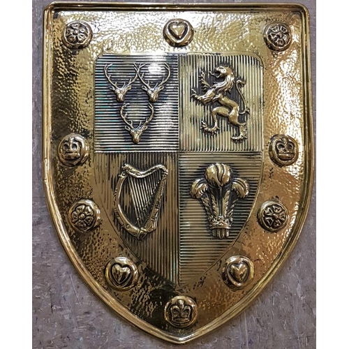 282 - Brass Coat of British Isles Plaque, c.12 x 15in