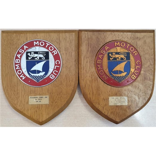 305 - Two Mombasa Motor Club Plaques (Colonial Kenya 1960's), each c.5 x 6in
