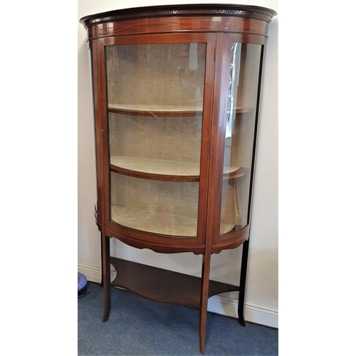 330 - Fine Quality Edwardian Bow Front Inlaid Mahogany Display Cabinet - c. 40 x 68.5ins
