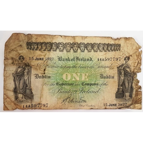 349 - Bank of Ireland £1 Note dated 15.6.22 - 14A597797