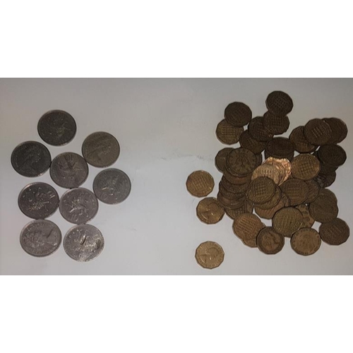371 - Collection of English 10p Pieces and a Quantity of Three Pence Pieces