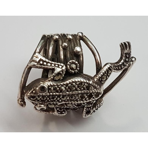 383 - Vintage Silver and Marcasite 'Bullfrog' Ring