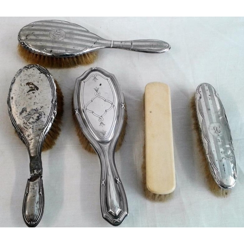 388 - Box of Silver Backed Hairbrushes/Clothes Brush