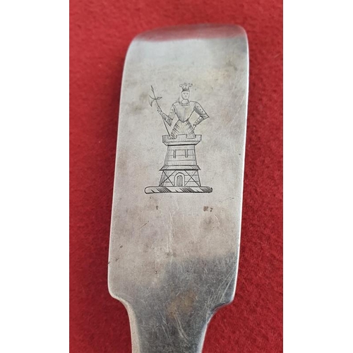 393 - Georgian Irish Silver Straining Spoon, hallmarked Dublin c.1808, by IK or JK - c. 13ins long, c. 164... 