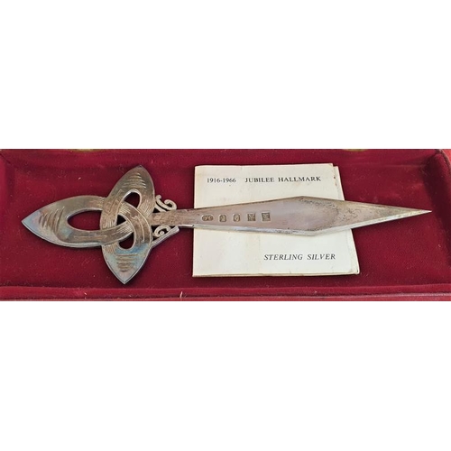 409 - Irish Celtic Letter Opener with 1916-66 Special 'Sword of Light' Hallmark - c. 72g