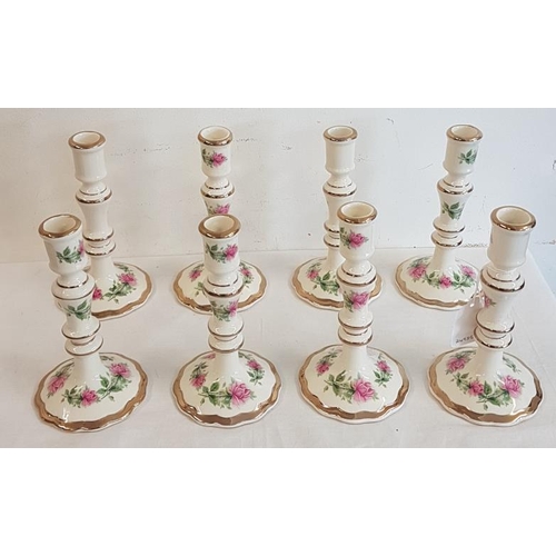 449 - Set of Eight Painted Porcelain Candlesticks