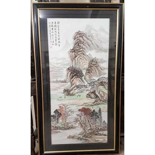 478 - Framed Chinese Painting on Rice Paper - Overall c. 31 x 54.5ins