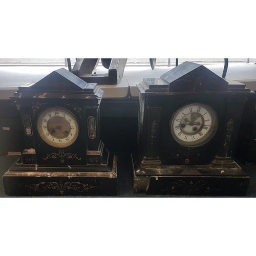 152 - Two Late Victorian Slate Mantle Clocks (A/F)