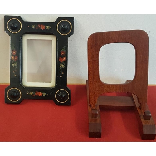 503 - Mahogany Book Rest and a Victorian Handpainted Picture Frame (75 x 10ins)