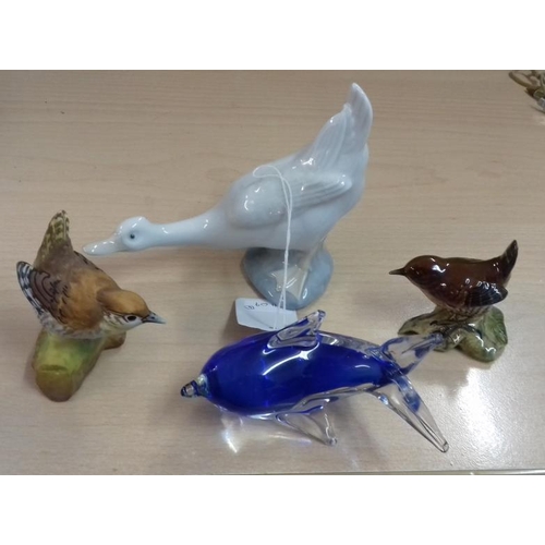 514 - Collection of NAO and Beswick Animal Figures (4) along with Carnival Glass Dish