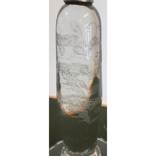 522 - Rare Victorian Glass Oil Lamp - c. 20ins tall