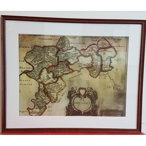 530 - Framed Map of Kings County (Offaly) - Overall 21 x 17ins