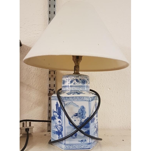 532 - Blue & White Table Lamp and a Plated Table Lamp