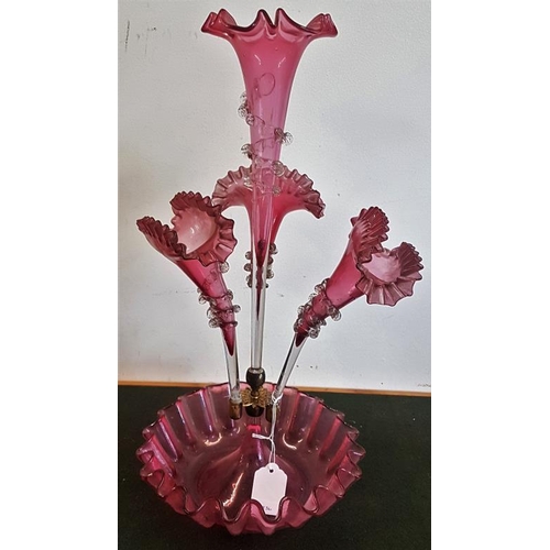 533 - Victorian Ruby Glass Epergne - c. 18ins tall