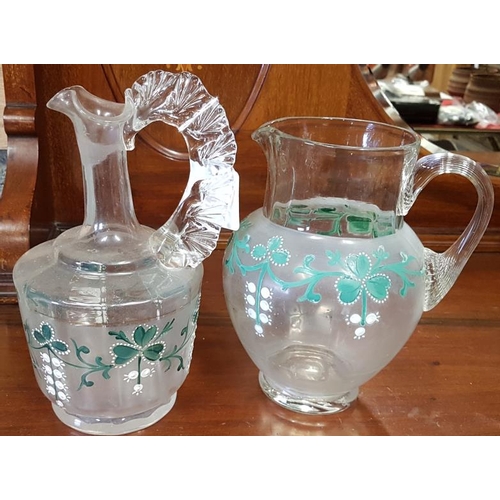 535 - Two Glass Jugs with Shamrock Emblems