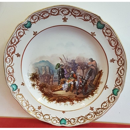 556 - Rare Handpainted Plaque with Scene depicting the death of Charlemain