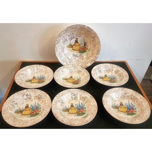 568 - 7-Piece 'Crinoline Lady' Pudding Set