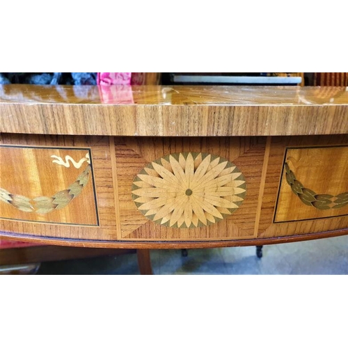 610 - Fine Example of a Satinwood Demi Lune Inlaid Hall Table with Sunburst Top - c.  46 x 30.5ins