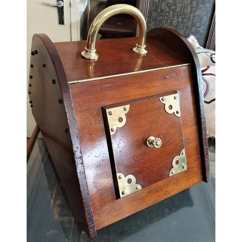 611 - Edwardian Mahogany Coal Box with Brass Detail