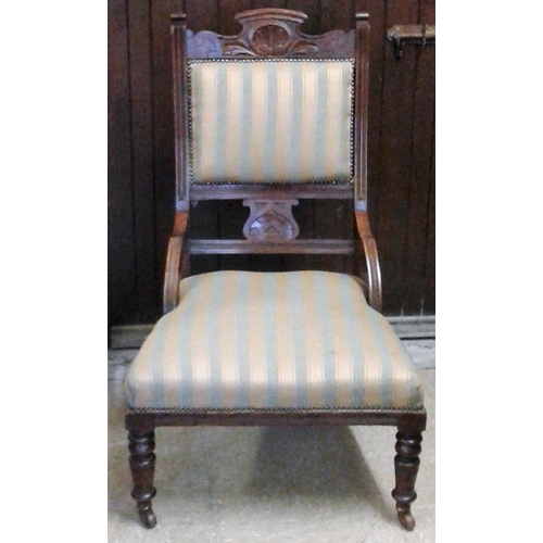 630 - Edwardian Carved and Upholstered Nursing Chair