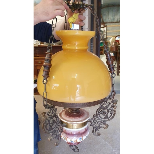 639 - Large Porcelain and Glass Centre Light, c.34in tall