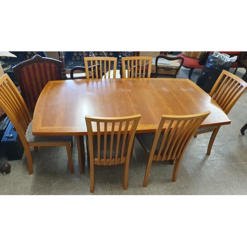 648 - Modern Hardwood Extending Dining Table with six matching chairs